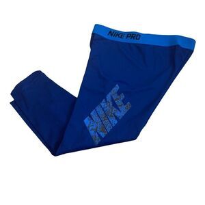 Nike pro blue logo Capri leggings Sz M